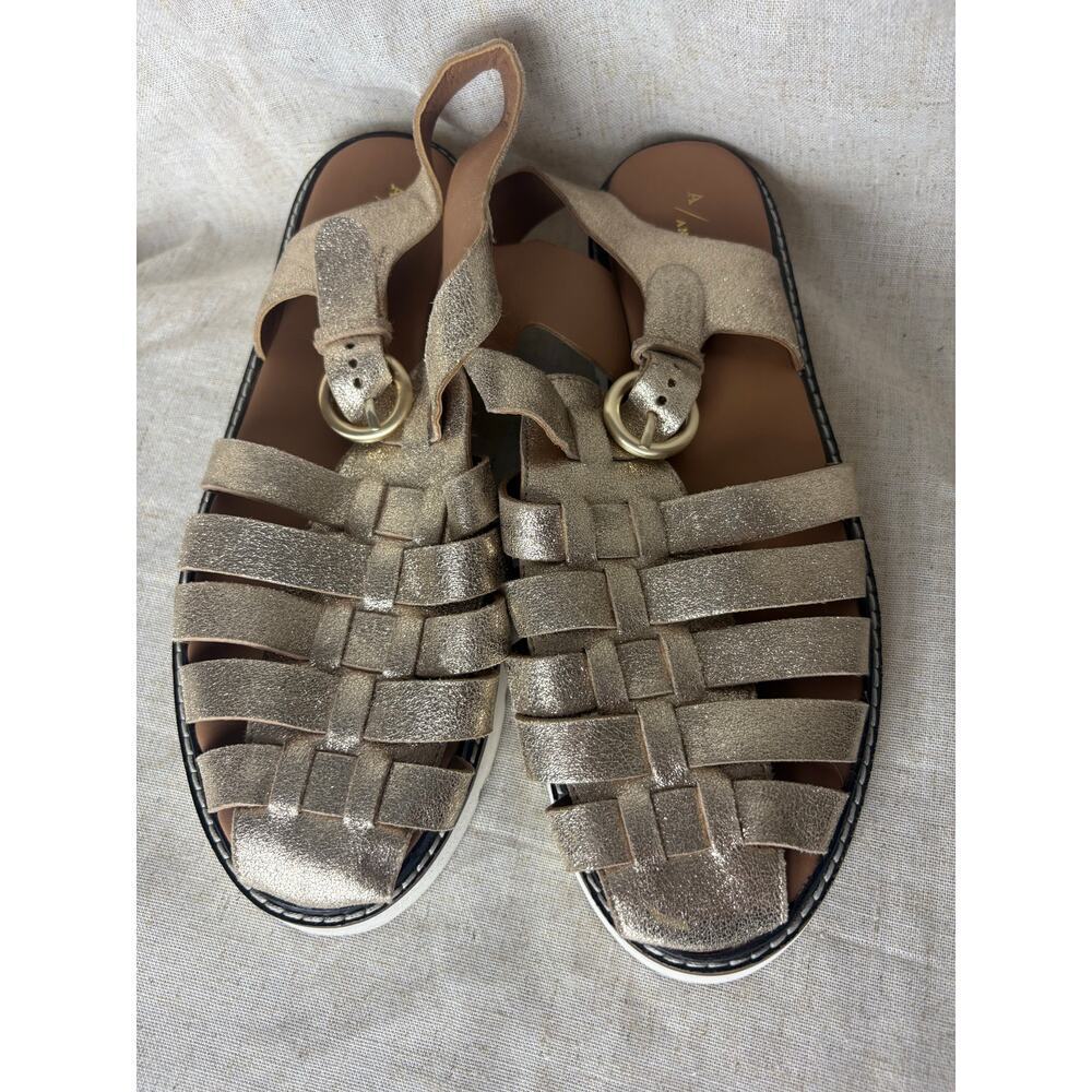 Anthropologie Fisherman Sport Sandals Metallic Gold Leather Sz. 41 *runs small* - Picture 10 of 11